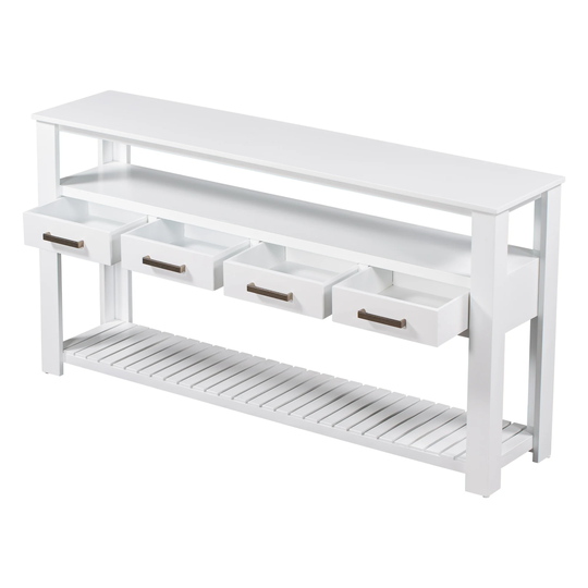 Modern Console Table Sofa Table with 4 Drawers and 2 Shelves