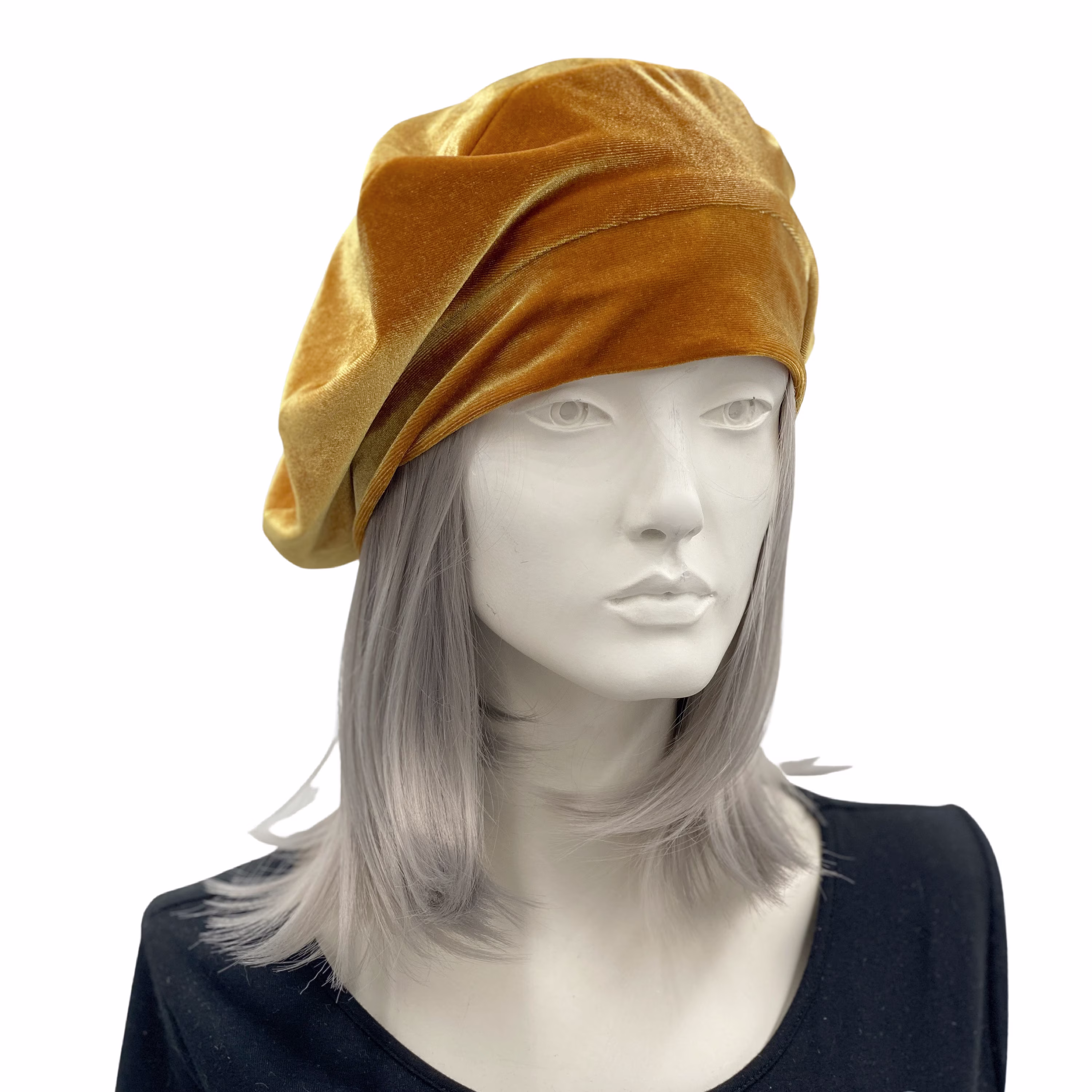 Velvet Beret, Soft Lightweight Chemo Headwear, Beret For Women, Gold Or Choose Your Color, Handmade in Usa