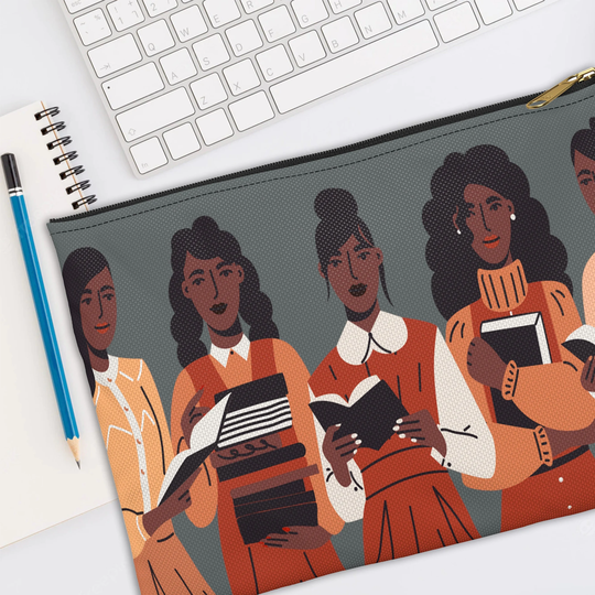 Brown Readers Accessory Pouch - Black Women Read Girl Art Gifted & Gift For Bookish Gifts Pencil Bag
