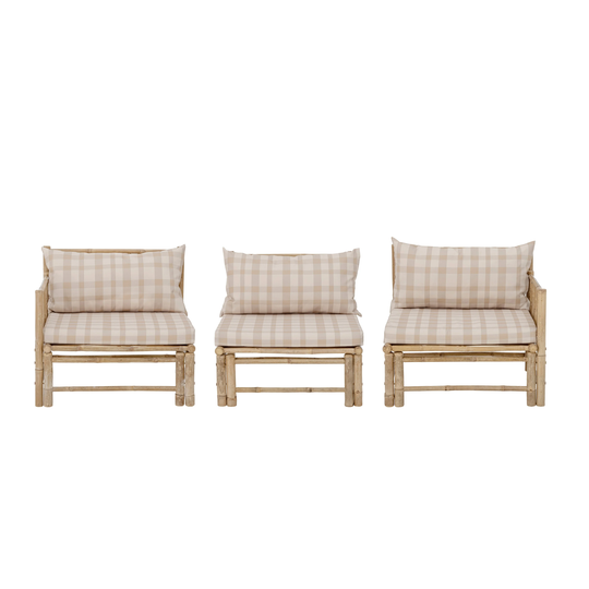 Bamboo Indoor/Outdoor Sofa with Plaid Cushions