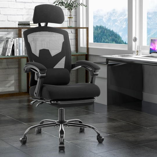 Ergonomic Mesh Home Office Chair with Lumbar Support, Footrest, Headrest