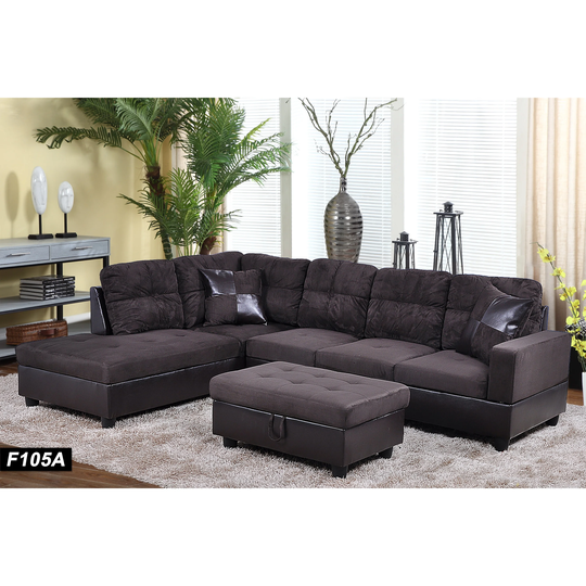 Mason 104"Wide 3-Pieces Sectional Sofa Set,Espresso(105)