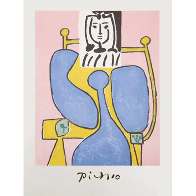 Femme Assise A La Robe Bleue