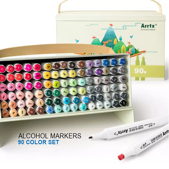 Alcohol Markers 90 Vibrant Colors - Marker Pen Set Dual Tips Painting