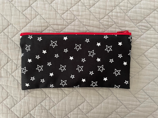 stars On Black Midsize Zipper Pouch, Pencil Makeup Accessory Bag, Pouch