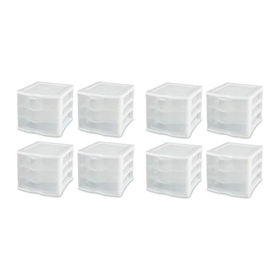 Sterilite ClearView Compact Stacking 3 Drawer Storage Organizer System