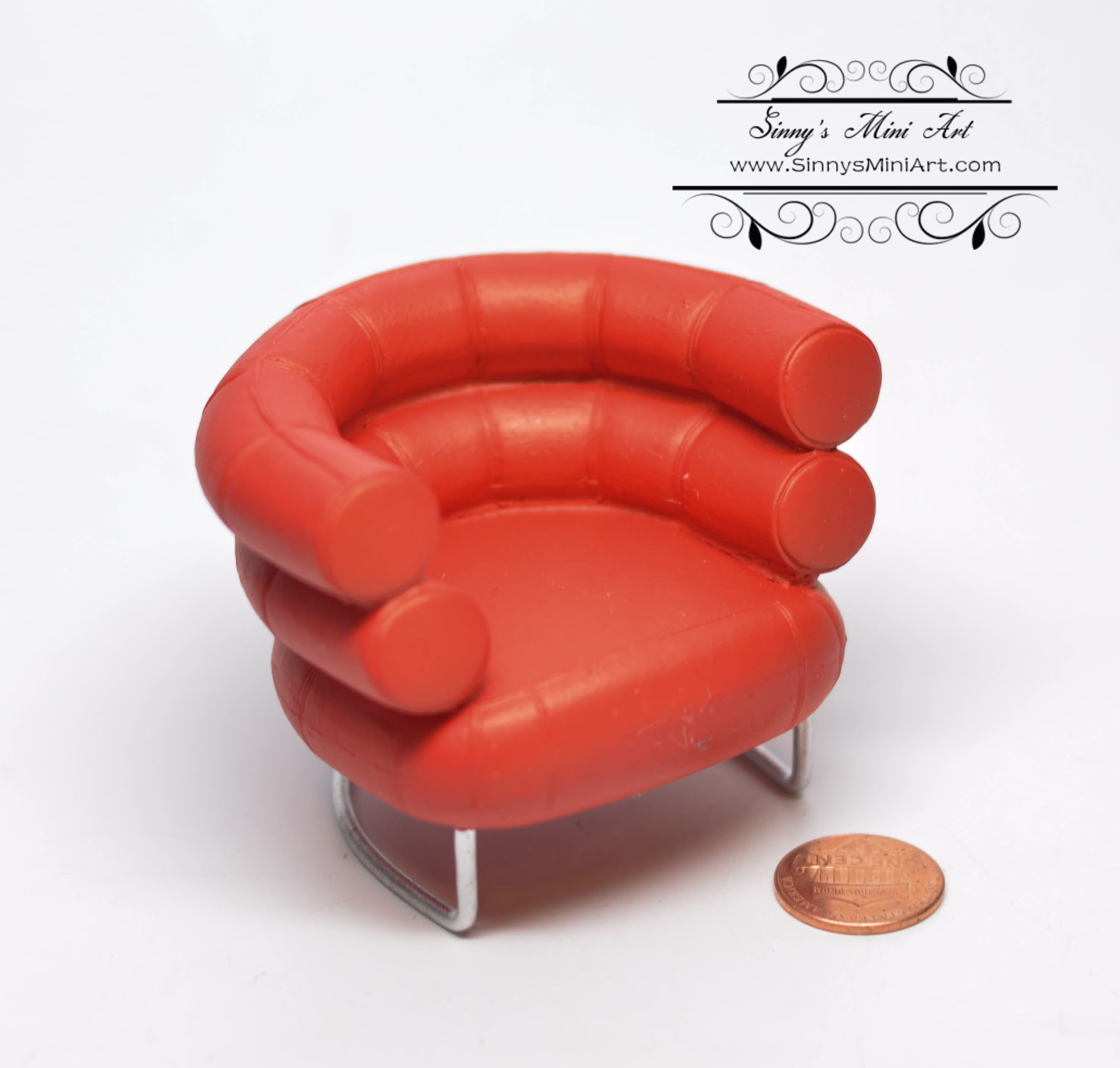 112 Dollhouse Miniature Barrel Chair Red/ Furniture Az S8008R