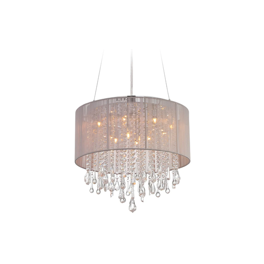 Avenue Lighting 12 Light Dual Mount/Flush & Hanging Beverly Dr. Taupe Silk String - Exact Size