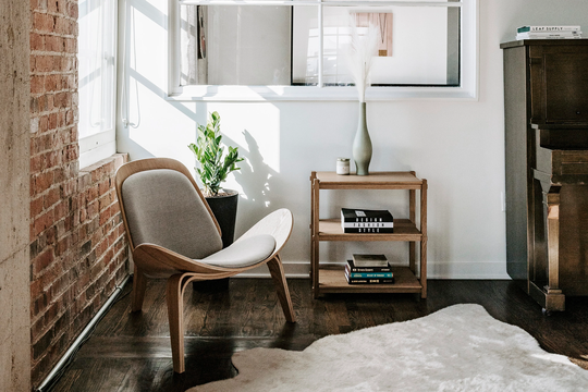 Akita End Table - Oiled Oak Night Stand Side Bedside Modern Shelving