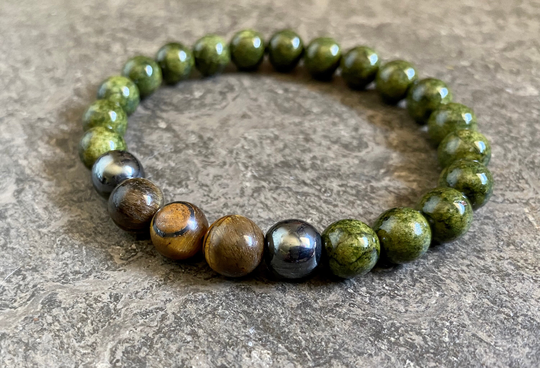Men's Grounding & Protection Beaded Bracelet, Bracelets, Tiger's Eye Bracelet, Hematite Natural Jewelry, Gemstone Bracelet