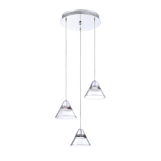 GEO 3-Light Clear Acrylic LED Pendant Pan Ceiling Light