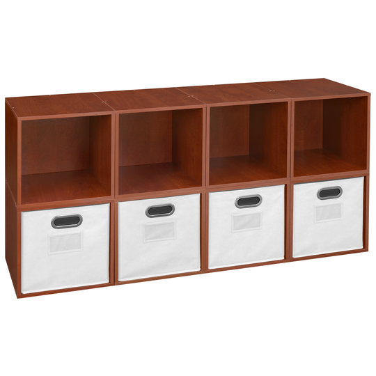 Noble Connect Storage Set - 8 Cubes and 4 Canvas Bins- Cherry/White