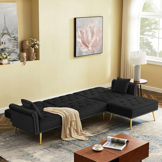 Modern Reversible Sectional Sofa Bed,L-Shaped Couch