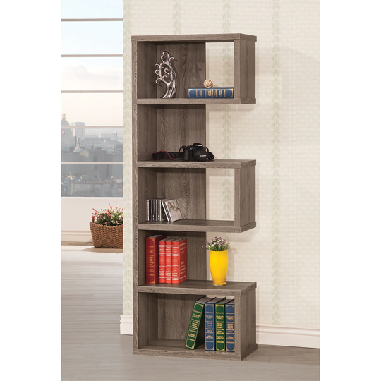 Contemporary Weathered Grey 5-shelf Bookcase