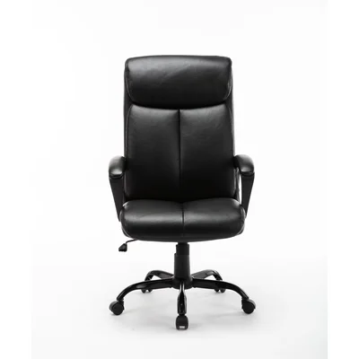 High Back Office Chair - Executive Bonded Leather Computer Desk Swivel Task Chair W/Rocking Function, Black
