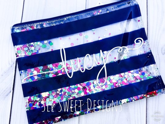 Back To School Confetti Pencil Pouch Glitter Pouch, Case, Personalized Case