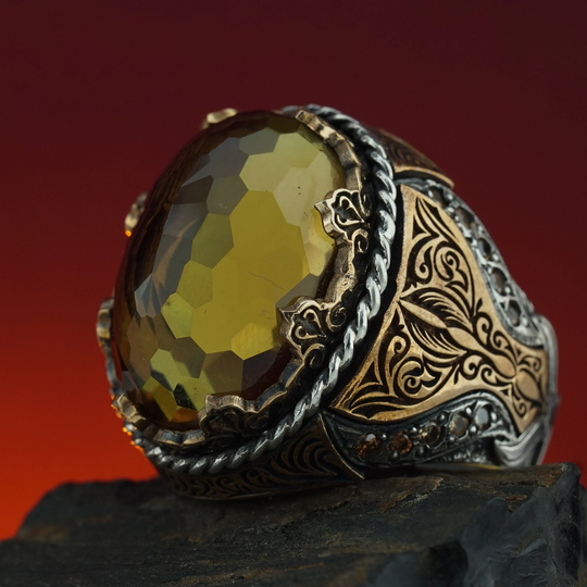 Zultanite Gemstone Silver Ring, Color Changing Silver Ring, Men's Gemstone Shiny Glamorous Unique Cool Men Ring