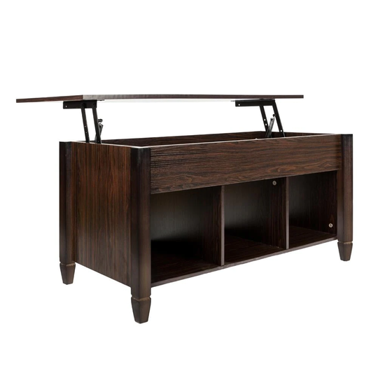 Lift Top Coffee Table w/ Hidden Compartment Wooden Modern Multifunctional Coffee Dining Table Furniture Multi-Color