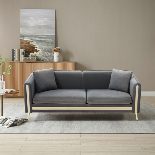 Velvet Upholstered Loveseat Sofa with Removable Cushions Sofa & Living Room Sofa Set