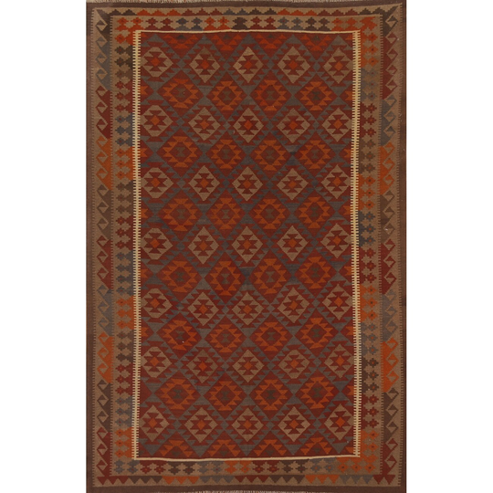 Multi-Color Kilim Oriental Area Rug Flat-weave Wool Carpet - 7'2" x 10'2"