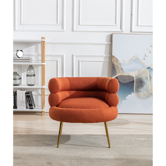 CTEX Fabric Tufted Leisure Accent Chair with Thick Padded Cushions and Golden Metal Legs