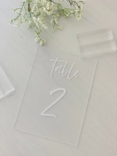 Frosted Acrylic Table Numbers | Wedding Sign Welcome Minimalist