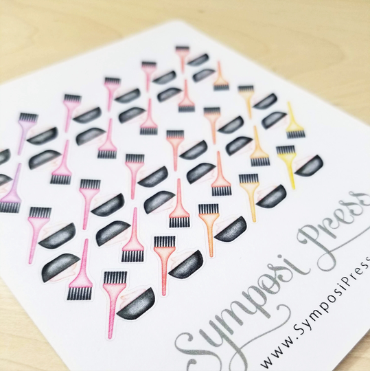 Touch Of Color Hair-Dyeing Stickers in "Finch" - Watercolor Planner Stickers