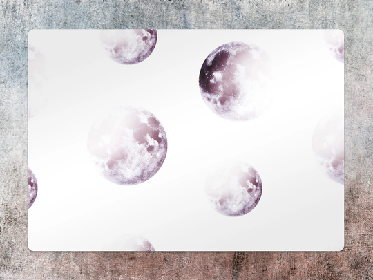 Moon Pink Chair Mat, White Vinyl Floor Purple Protective Cosmic Splat Flooring, Kids Room Decor