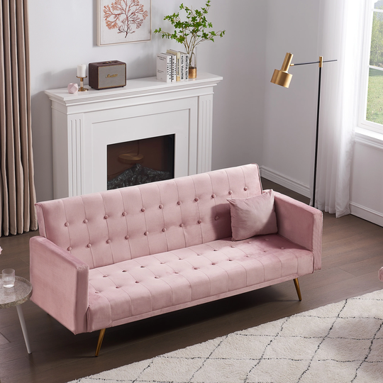 71" Variable Bed Sofa Multifunctional Folding Sofa Modern Velvet Upholstered Loveseat