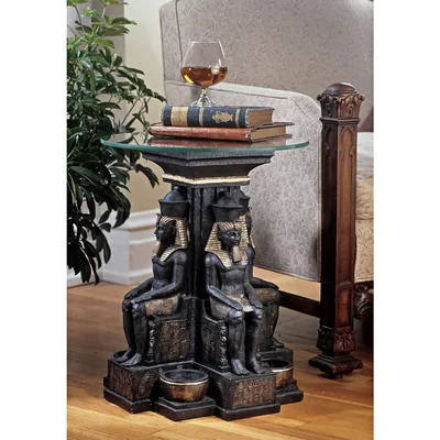 Ramses II Egyptian Sculptural Glass End Table