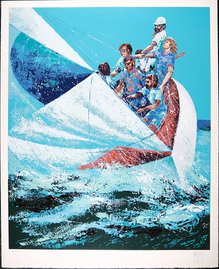 Mark King Signed, Sailing 1970, Texture Vintage Serigraph, Limited Edition Print Pencil Numbered Lxxii Cl