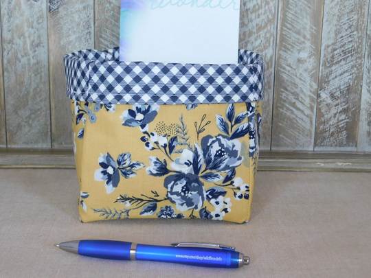 Fabric Basket Made With Mustard & Navy Floral Print