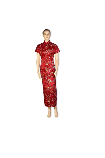 Silk Floral Chinese Dress - Qi Pao