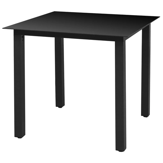 Patio Table Black 31.5"x31.5"x29.1" Aluminium and Glass