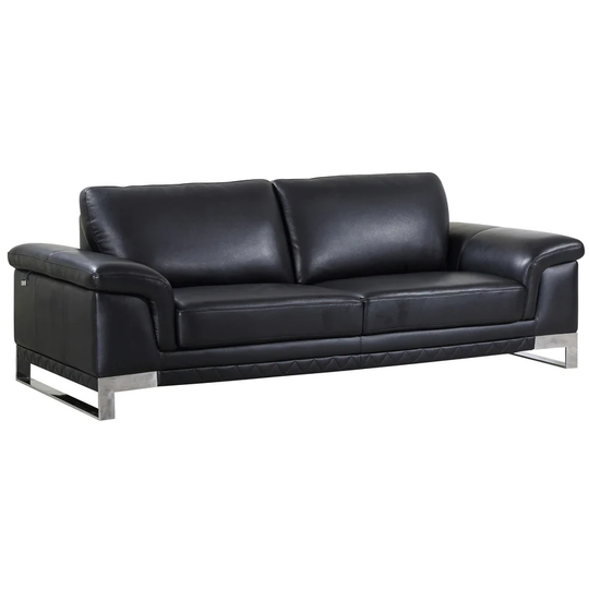 32" Lovely Black Leather Sofa - 32" x 90" x 39"