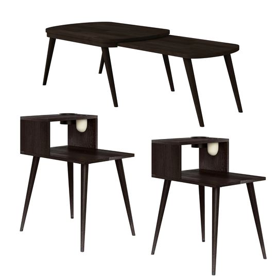Carson Carrington Shorewood 3-piece Mid Century Modern Wood End Tables with Shelf and Nesting Cocktail Table