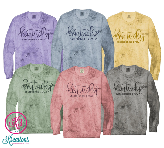 Adult Kentucky Comfort Colors Color Blast Crewneck Sweatshirt, Pullover, Tie Dye Sweatshirt