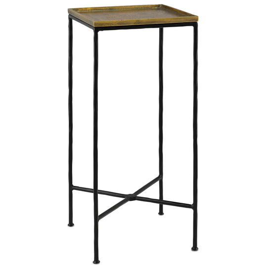 Currey & Company Boyles Brass Drinks Table - 26.75"h x 12"w x 12"d