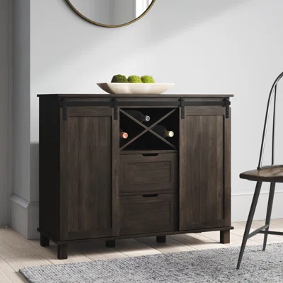 Rinan 39.37'' Wide 2 Drawer 2 Barn Door Sideboard