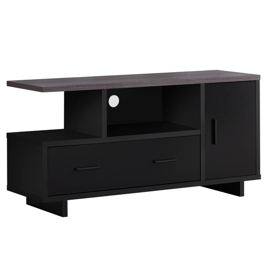 47.25" Gray and Black Contemporary Rectangular TV Stand with Drawers