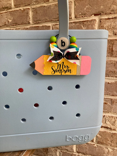 Teacher Bogg Bag Tag, Bag Charm, End Of Year Appreciation, Pencil Tag, Personalized Gift