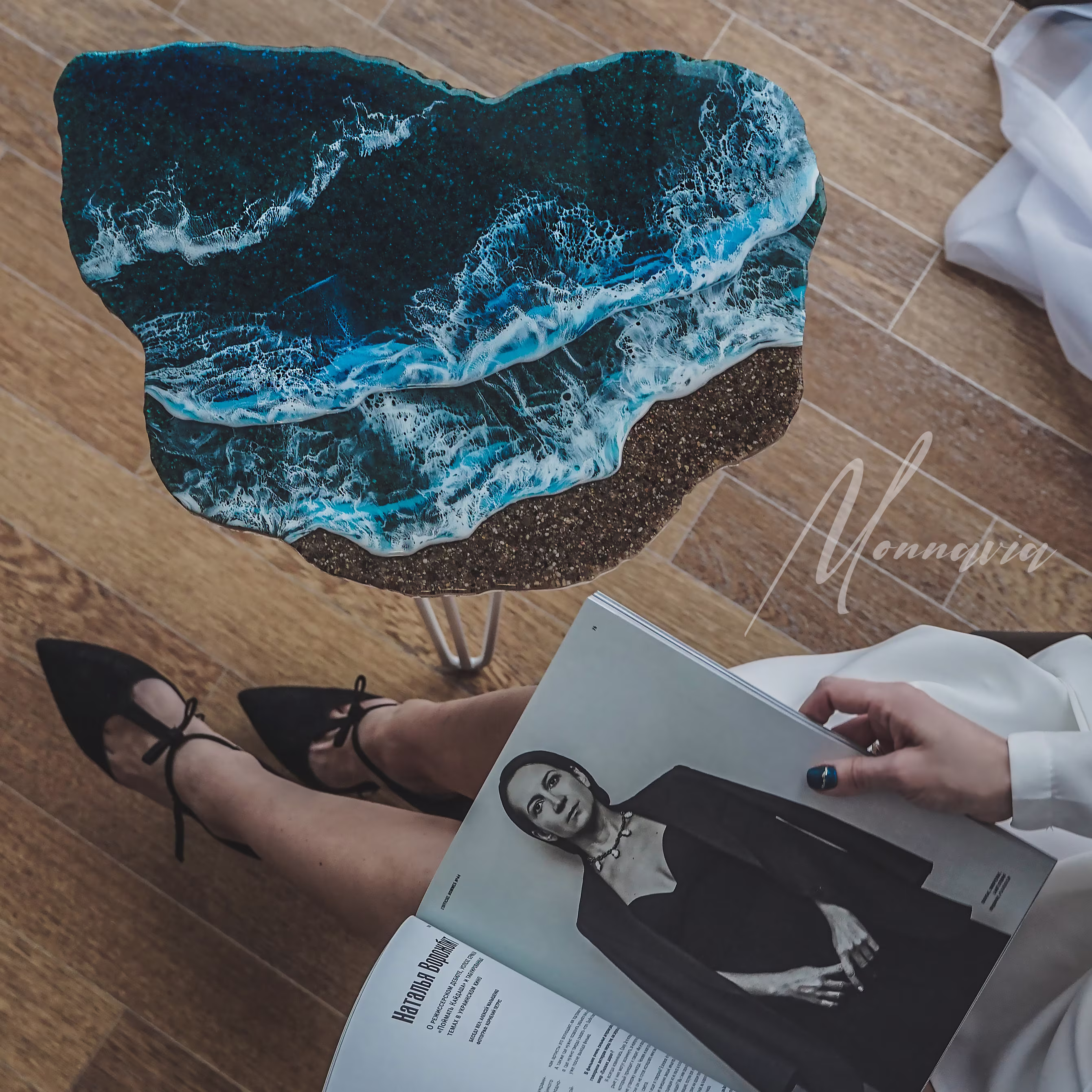 Epoxy Resin Table | Ocean Coffee Clear Epoxy Art Side Sea Ocean Decor