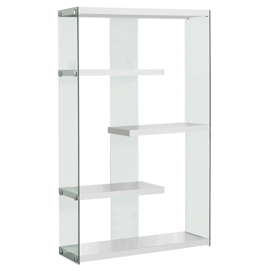 58.75" Clear and White Contemporary Rectangular Bookcase