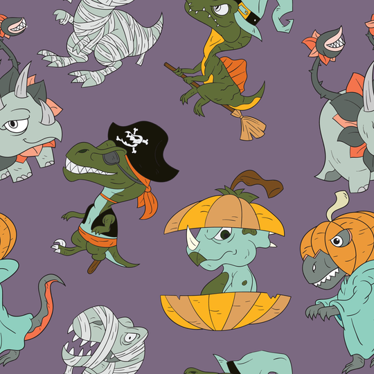 Dinosaur Halloween Party Fabric By The Yard | T-Rex Made To Order Organic