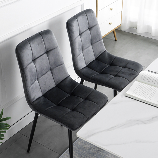 Modern Velvet Accent Upholstered Chairs with Black Legs