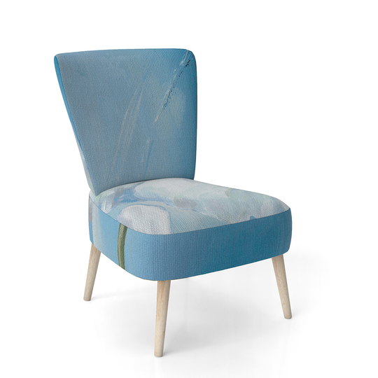 Designart 'White Flower On Blue I' Upholstered Farmhouse Accent Chair