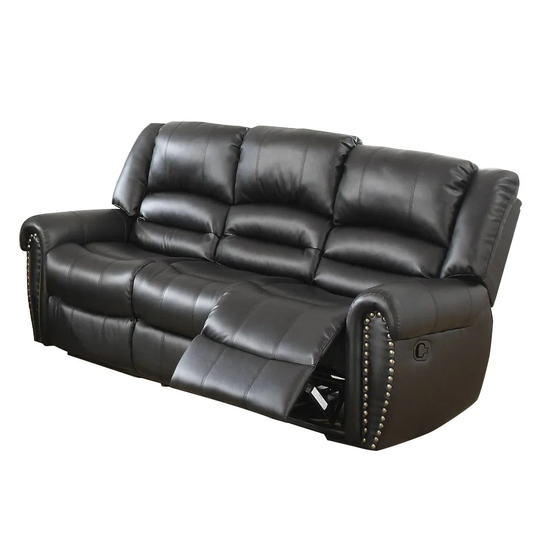 Bonded Leather and Pine Frame Manual Motion Sofa