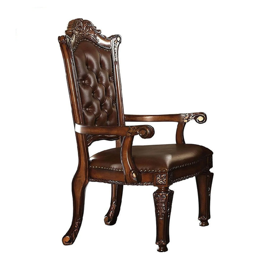 PU Executive Office Chair with Button Tufted in Cherry Finish
