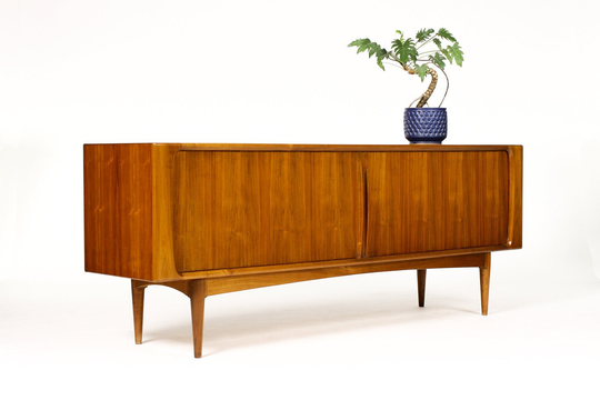 Danish Modern/Mid Century Walnut Tambour Door Credenza Model #142 Bernhard Pedersen & Son