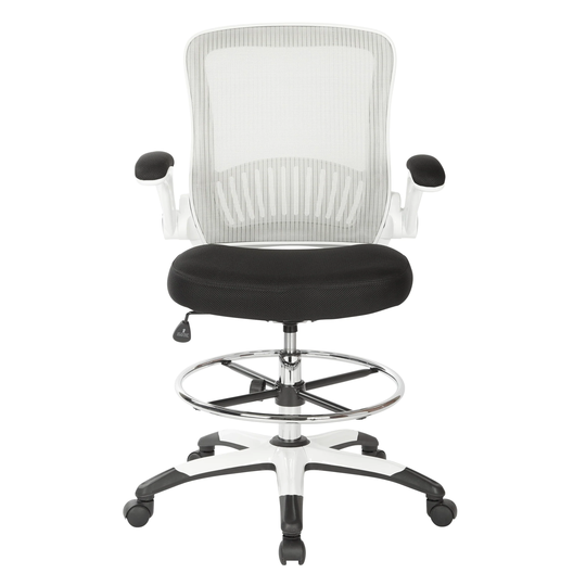 Work Smart Mesh Back Drafting Chair with Black Mesh Seat and Adjustable Footring